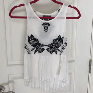 Kendall & Kylie Black Rose Embroidered Tank Top